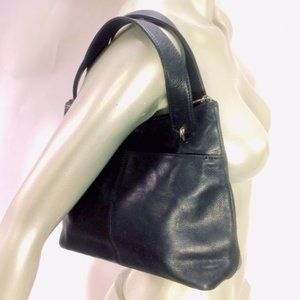 Rolf's Black Leather Hobo Tote Handbag